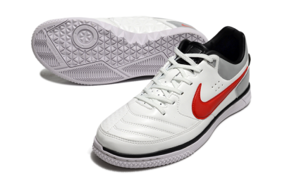 Men's Nike Street Gato IC Indoor & Futsal Low-Tops Football Shoes - White/Red/Silver