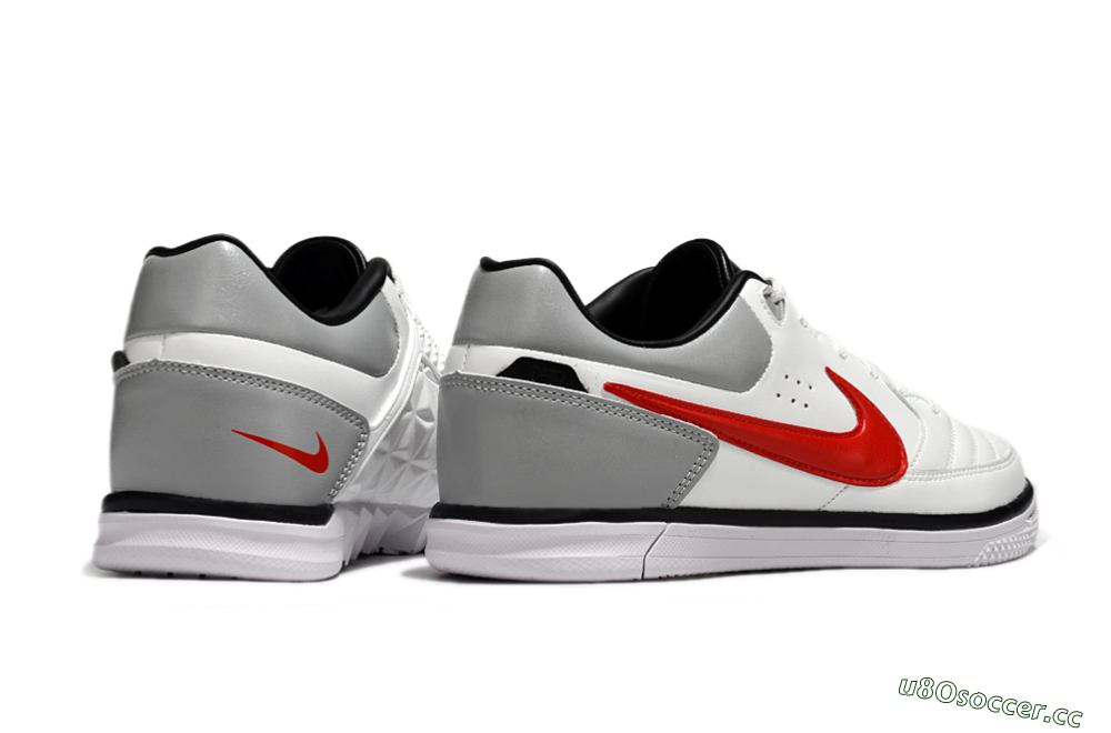 Men's Nike Street Gato IC Indoor & Futsal Low-Tops Football Shoes - White/Red/Silver 6