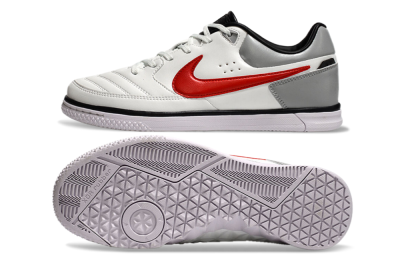 Men's Nike Street Gato IC Indoor & Futsal Low-Tops Football Shoes - White/Red/Silver