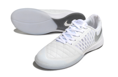 Men's Nike Lunar Gato 2 IC Indoor & Futsal Low-Tops Football Shoes - Beige/Silver/White