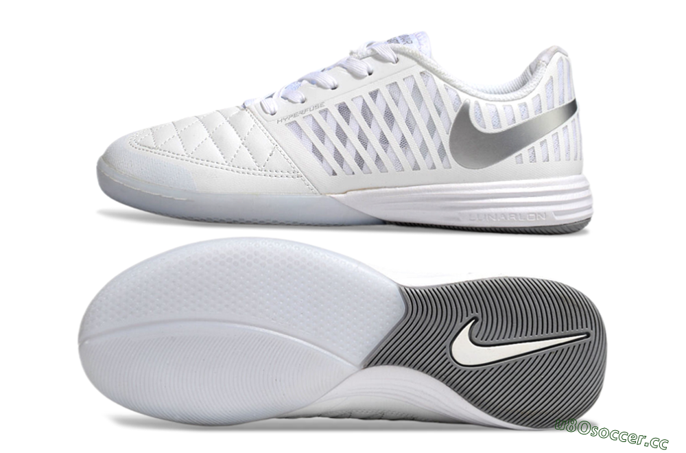 Men's Nike Lunar Gato 2 IC Indoor & Futsal Low-Tops Football Shoes - Beige/Silver/White 1