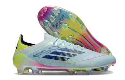 Men's Adidas F50 Elite FG Firm Ground Low-Tops Football Boots - Jade/Blue/Gold/Pink