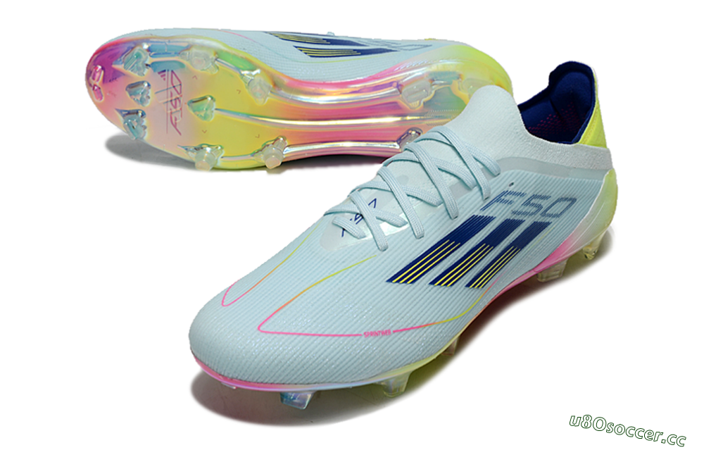 Men's Adidas F50 Elite FG Firm Ground Low-Tops Football Boots - Jade/Blue/Gold/Pink 3