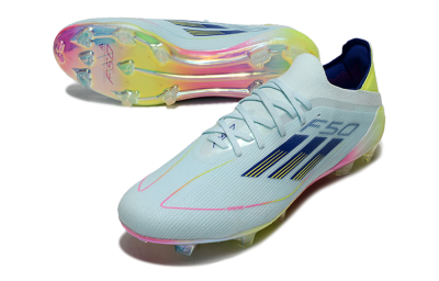 Men's Adidas F50 Elite FG Firm Ground Low-Tops Football Boots - Jade/Blue/Gold/Pink