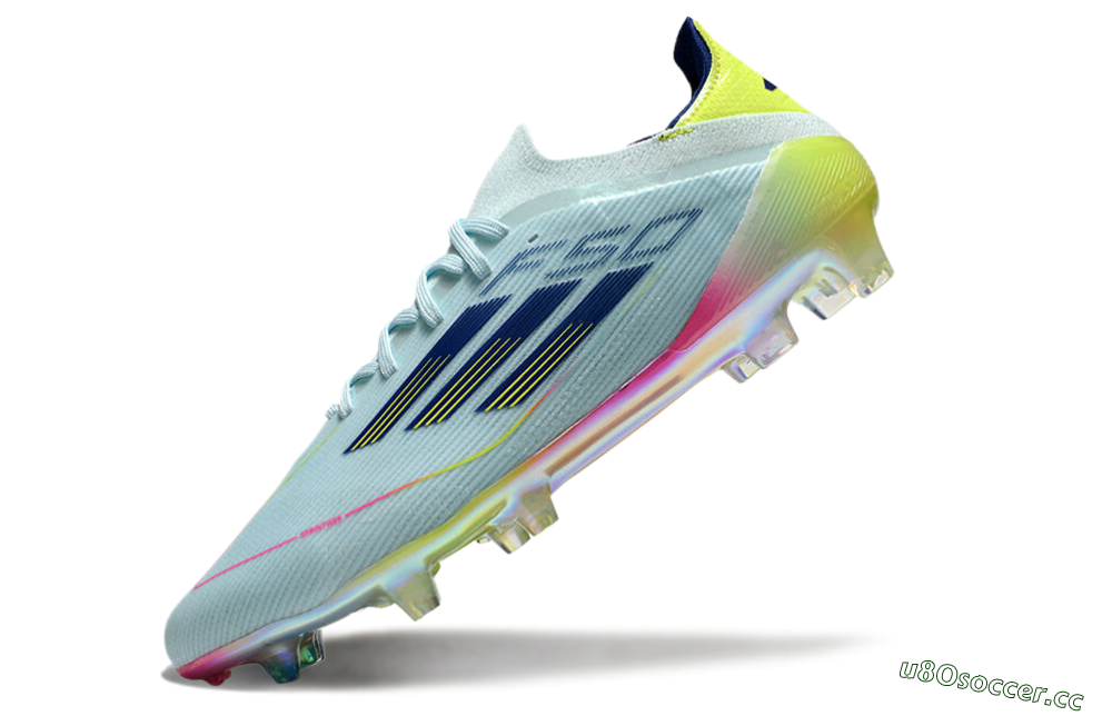 Men's Adidas F50 Elite FG Firm Ground Low-Tops Football Boots - Jade/Blue/Gold/Pink 5