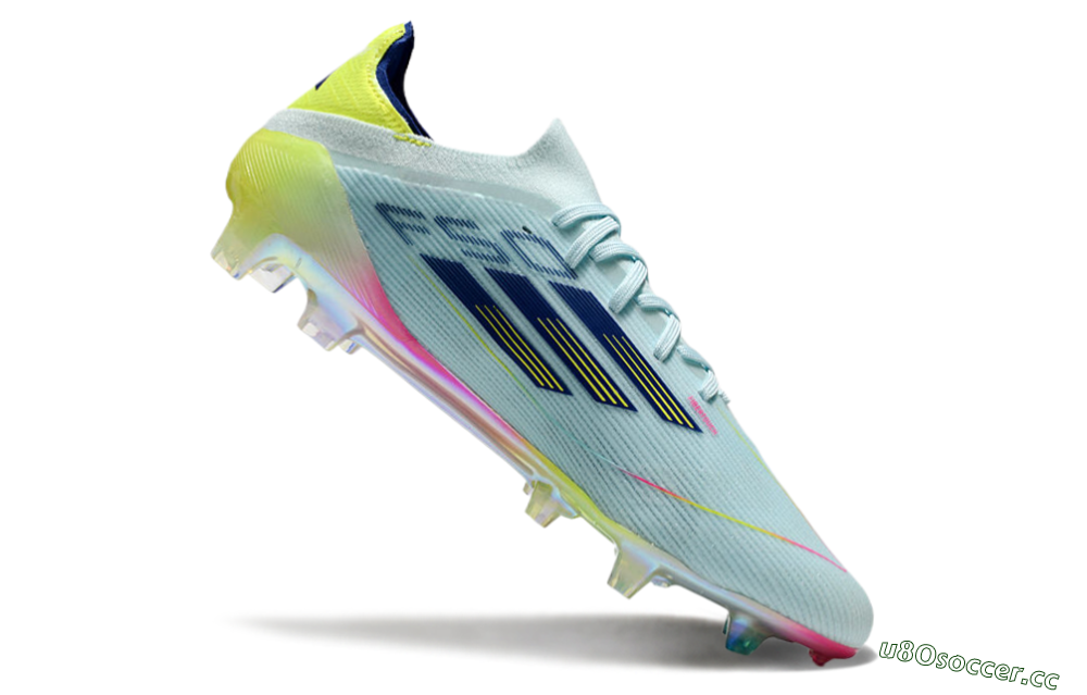 Men's Adidas F50 Elite FG Firm Ground Low-Tops Football Boots - Jade/Blue/Gold/Pink 4