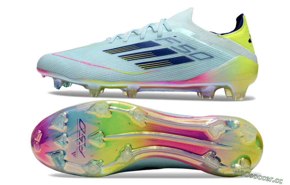 Men's Adidas F50 Elite FG Firm Ground Low-Tops Football Boots - Jade/Blue/Gold/Pink 1