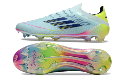 Men's Adidas F50 Elite FG Firm Ground Low-Tops Football Boots - Jade/Blue/Gold/Pink