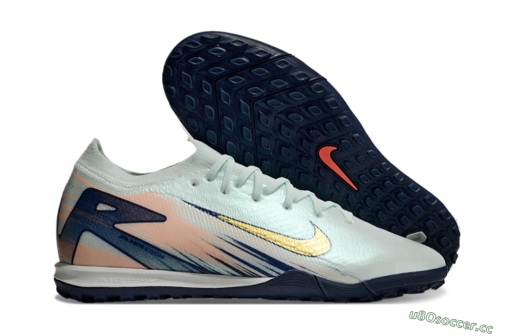 Unisex Nike Air Zoom Mercurial Vapor 16 Elite TF Artificial Turf Low-Tops Football Shoes - Jade/Gold/Blue 2