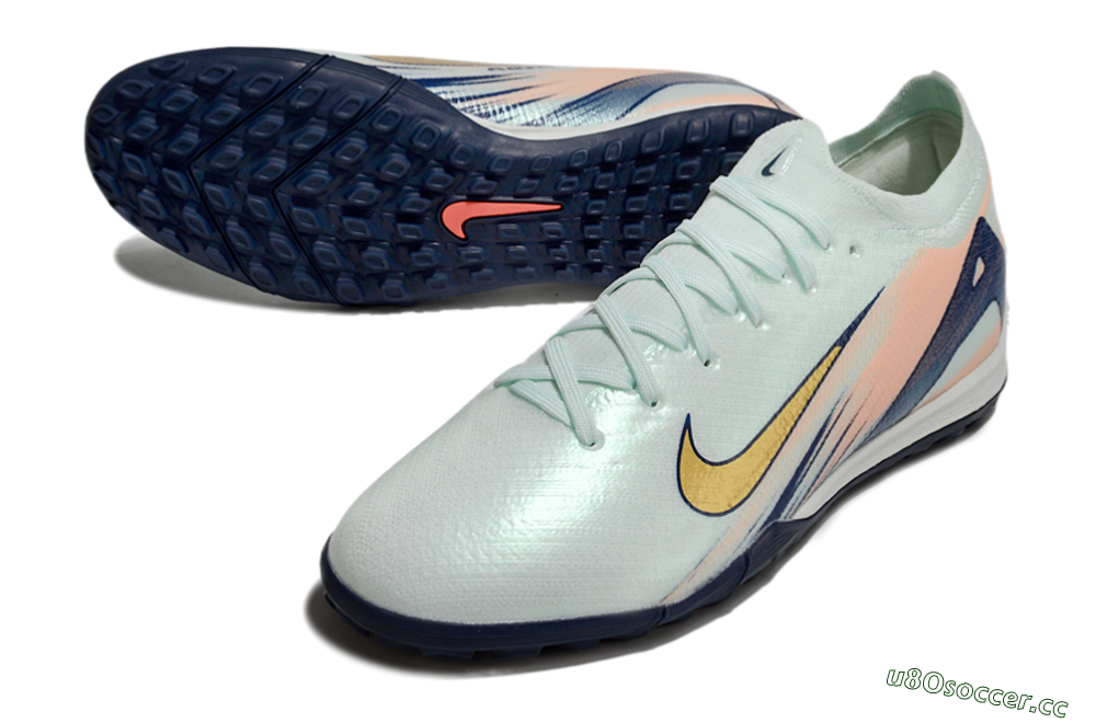 Unisex Nike Air Zoom Mercurial Vapor 16 Elite TF Artificial Turf Low-Tops Football Shoes - Jade/Gold/Blue 3