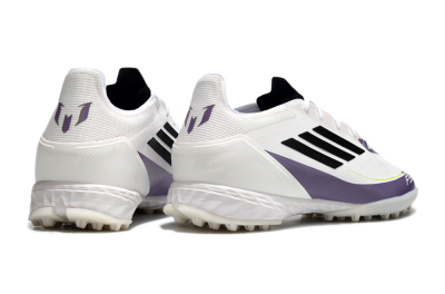 Unisex Adidas F50 Elite TF Artificial Turf Low-Tops Football Shoes - White/Black/Purple
