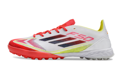 Men's Adidas F50 Elite TF Artificial Turf Low-Tops Football Shoes - White/Red/Yellow