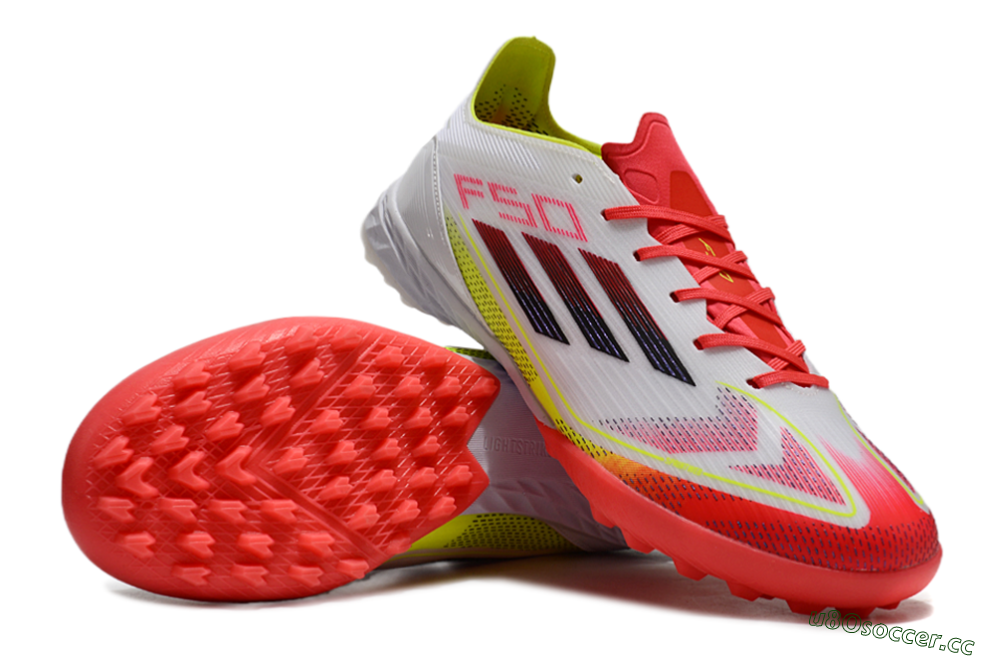 Men's Adidas F50 Elite TF Artificial Turf Low-Tops Football Shoes - White/Red/Yellow 0