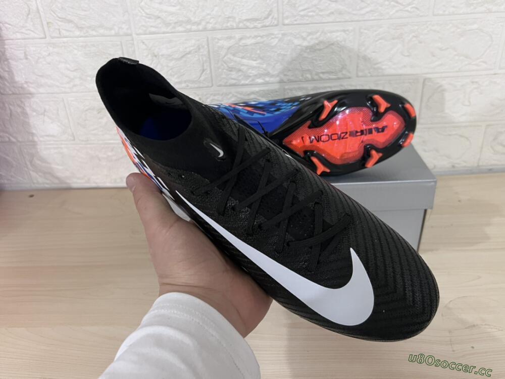 Unisex Nike Air Zoom Mercurial Superfly 10 Elite FG Firm Ground High-Tops Football Boots - Black/Blue/Orange