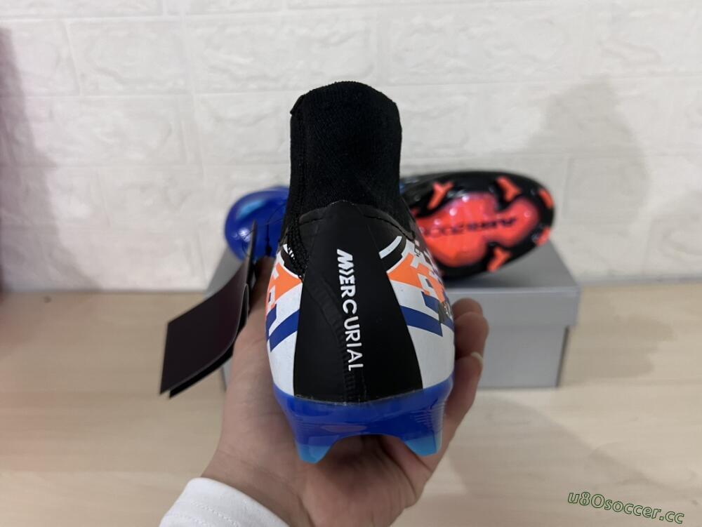 Unisex Nike Air Zoom Mercurial Superfly 10 Elite FG Firm Ground High-Tops Football Boots - Black/Blue/Orange