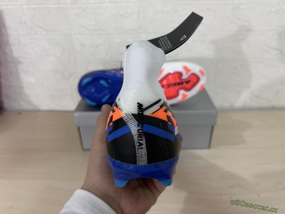 Unisex Nike Air Zoom Mercurial Superfly 10 Elite FG Firm Ground High-Tops Football Boots - White/Blue/Orange