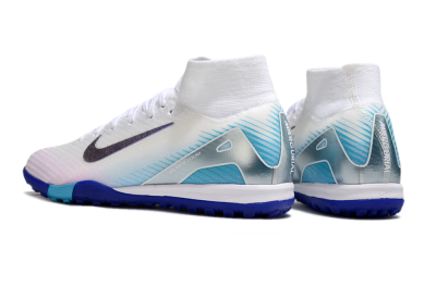 Unisex Nike Air Zoom Mercurial Superfly 10 Elite TF Artificial Turf High-Tops Football Shoes - White/Purple/Blue