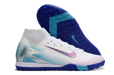 Unisex Nike Air Zoom Mercurial Superfly 10 Elite TF Artificial Turf High-Tops Football Shoes - White/Purple/Blue