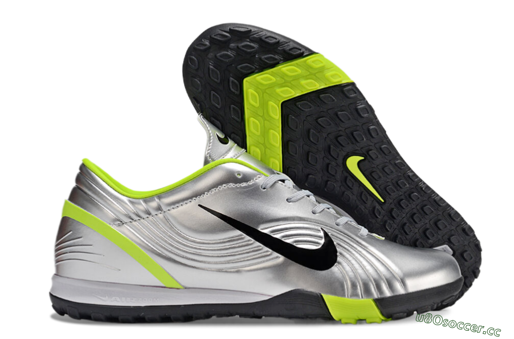 Unisex Nike Zoom Mercurial Vapor 1 Rgn SE TF Artificial Turf Low-Tops Football Shoes - Silver/Black/Yellow 2