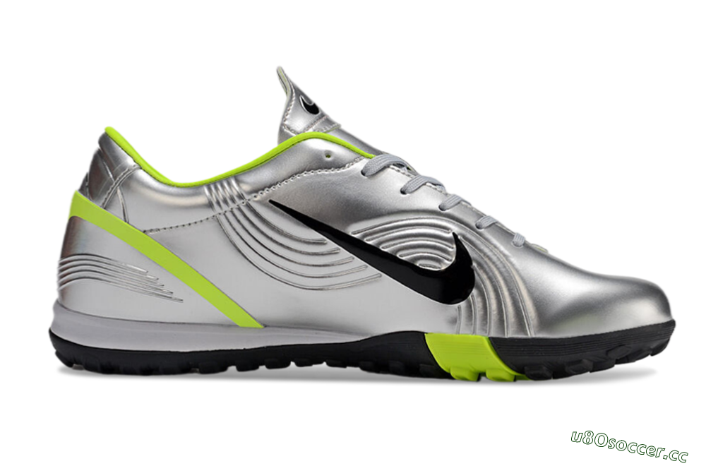 Unisex Nike Zoom Mercurial Vapor 1 Rgn SE TF Artificial Turf Low-Tops Football Shoes - Silver/Black/Yellow 5