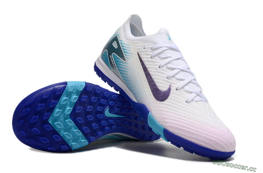 Unisex Nike Air Zoom Mercurial Vapor 16 Elite TF Artificial Turf Low-Tops Football Shoes - White/Purple/Blue 1