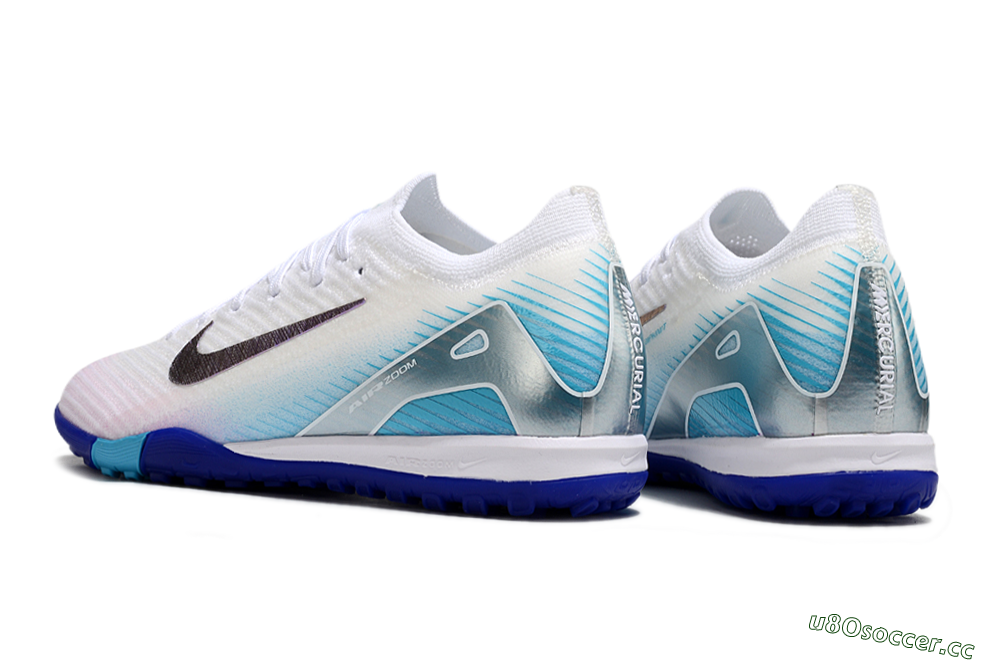 Unisex Nike Air Zoom Mercurial Vapor 16 Elite TF Artificial Turf Low-Tops Football Shoes - White/Purple/Blue 4