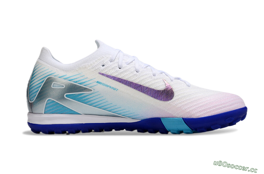Unisex Nike Air Zoom Mercurial Vapor 16 Elite TF Artificial Turf Low-Tops Football Shoes - White/Purple/Blue 5