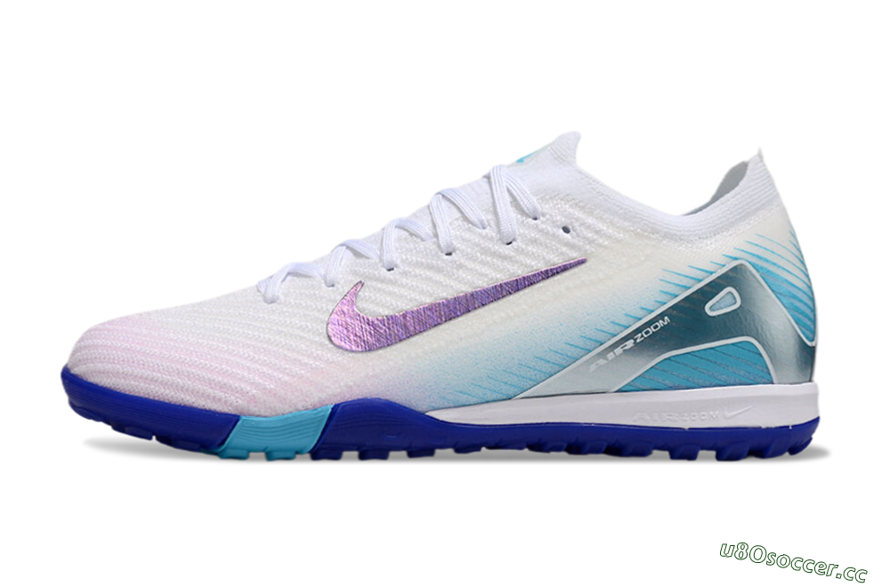 Unisex Nike Air Zoom Mercurial Vapor 16 Elite TF Artificial Turf Low-Tops Football Shoes - White/Purple/Blue 0