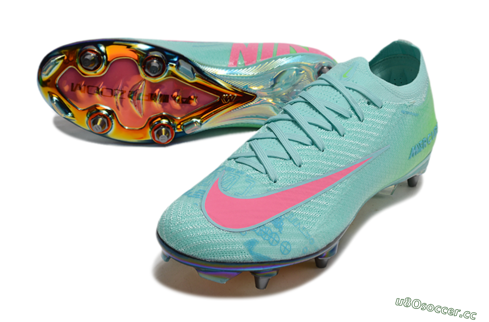 Men's Nike Air Zoom Mercurial Vapor 16 Elite SG Soft Ground Low-Tops Football Boots - Jade/Pink/Gold 3