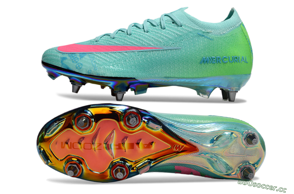 Men's Nike Air Zoom Mercurial Vapor 16 Elite SG Soft Ground Low-Tops Football Boots - Jade/Pink/Gold 1