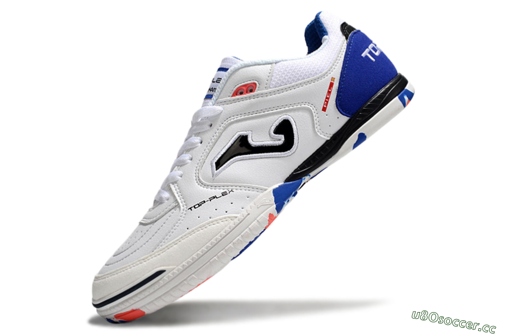 Men's Joma Top Flex IC Indoor & Futsal Low-Tops Football Shoes - White/Red/Blue 5