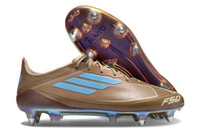Men's Messi x Adidas F50 Elite SG Soft Ground Low-Tops Football Boots - Brown/White/Blue