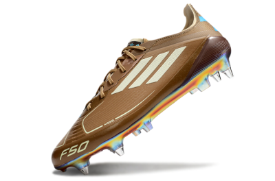 Men's Messi x Adidas F50 Elite SG Soft Ground Low-Tops Football Boots - Brown/White/Blue