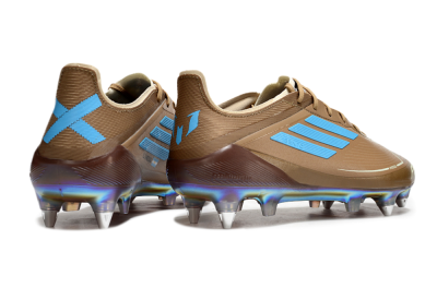 Men's Messi x Adidas F50 Elite SG Soft Ground Low-Tops Football Boots - Brown/White/Blue