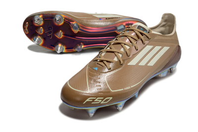 Men's Messi x Adidas F50 Elite SG Soft Ground Low-Tops Football Boots - Brown/White/Blue