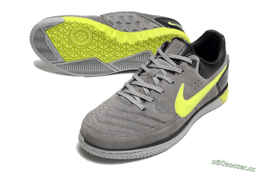 Men's Nike Street Gato IC Indoor & Futsal Low-Tops Football Shoes - Grey/Yellow/Black 3