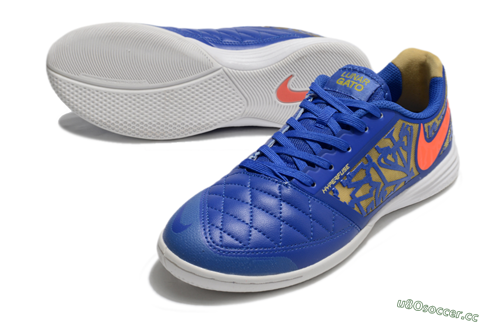 Men's Nike Street Gato IC Indoor & Futsal Low-Tops Football Shoes - Blue/Yellow/Red 3