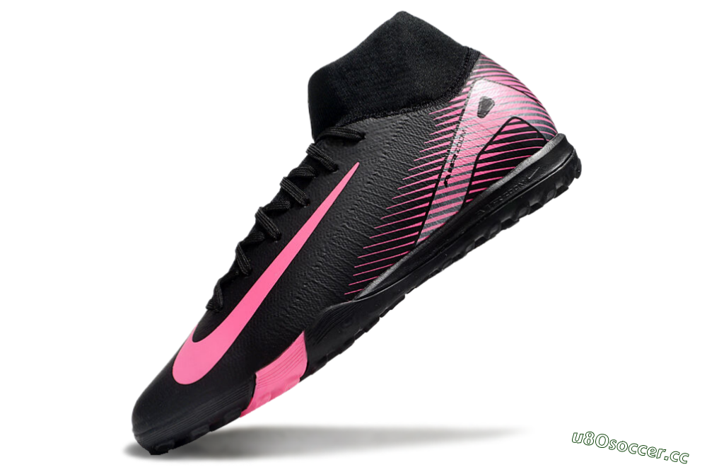 Men's Nike Air Zoom Mercurial Superfly 10 Elite TF Artificial Turf High-Tops Football Shoes - Black/Pink 5