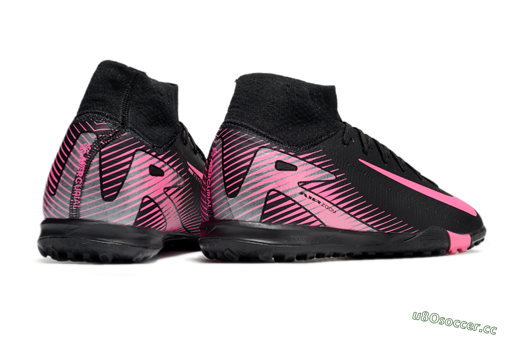 Men's Nike Air Zoom Mercurial Superfly 10 Elite TF Artificial Turf High-Tops Football Shoes - Black/Pink 6