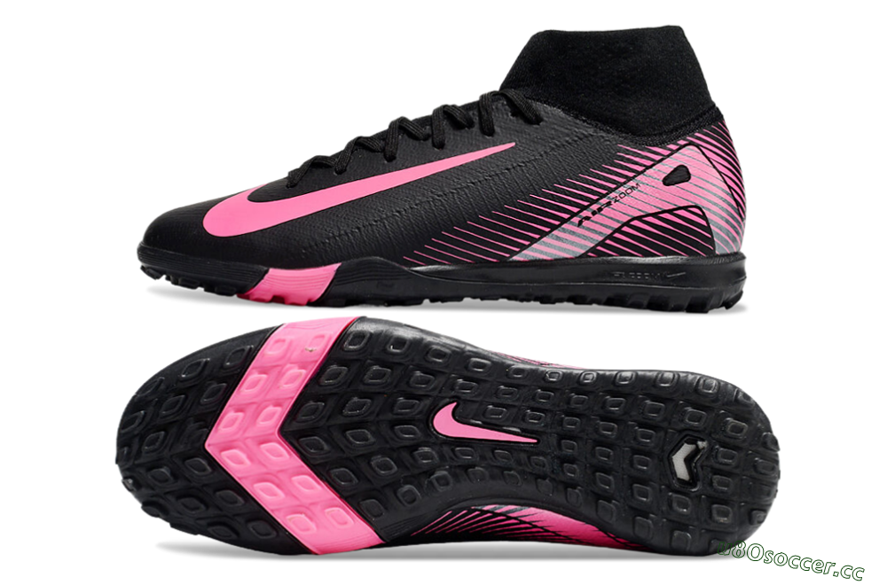 Men's Nike Air Zoom Mercurial Superfly 10 Elite TF Artificial Turf High-Tops Football Shoes - Black/Pink 1