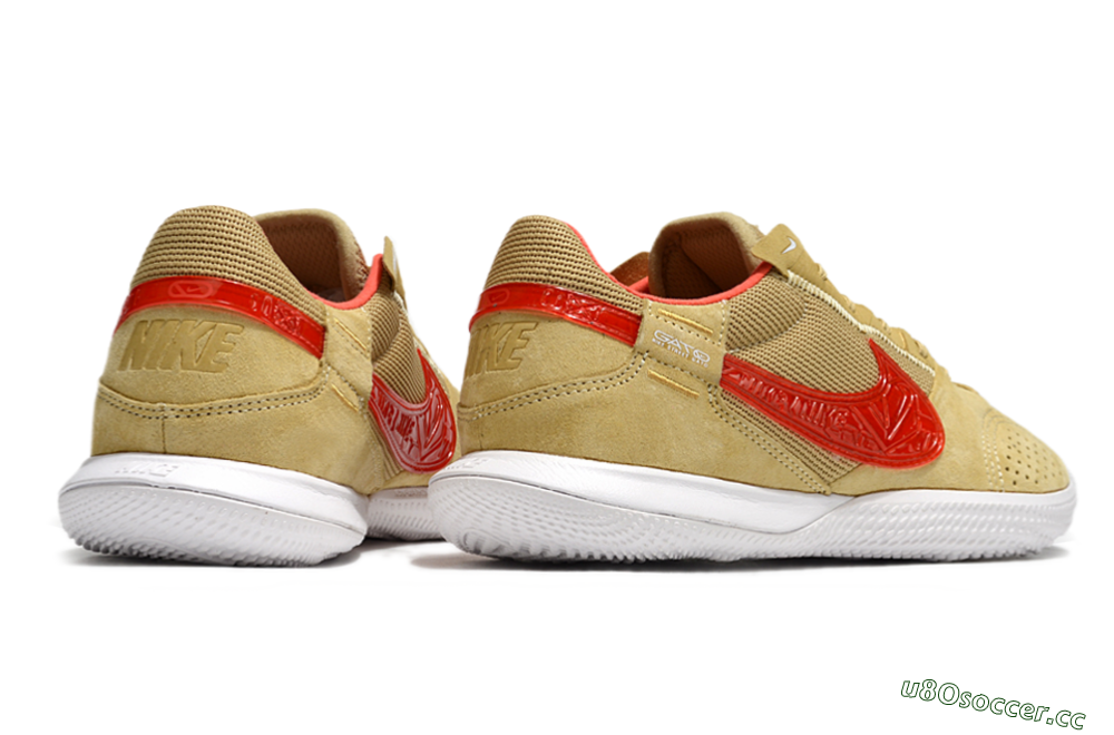 Men's Nike Street Gato IC Indoor & Futsal Low-Tops Football Shoes - Khaki/Red/White 6