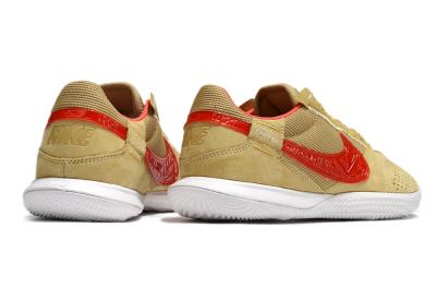 Men's Nike Street Gato IC Indoor & Futsal Low-Tops Football Shoes - Khaki/Red/White