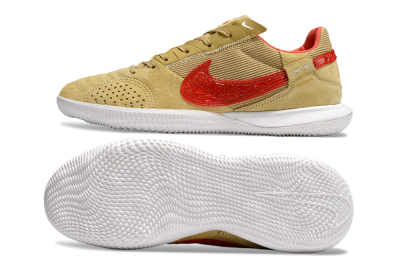Men's Nike Street Gato IC Indoor & Futsal Low-Tops Football Shoes - Khaki/Red/White