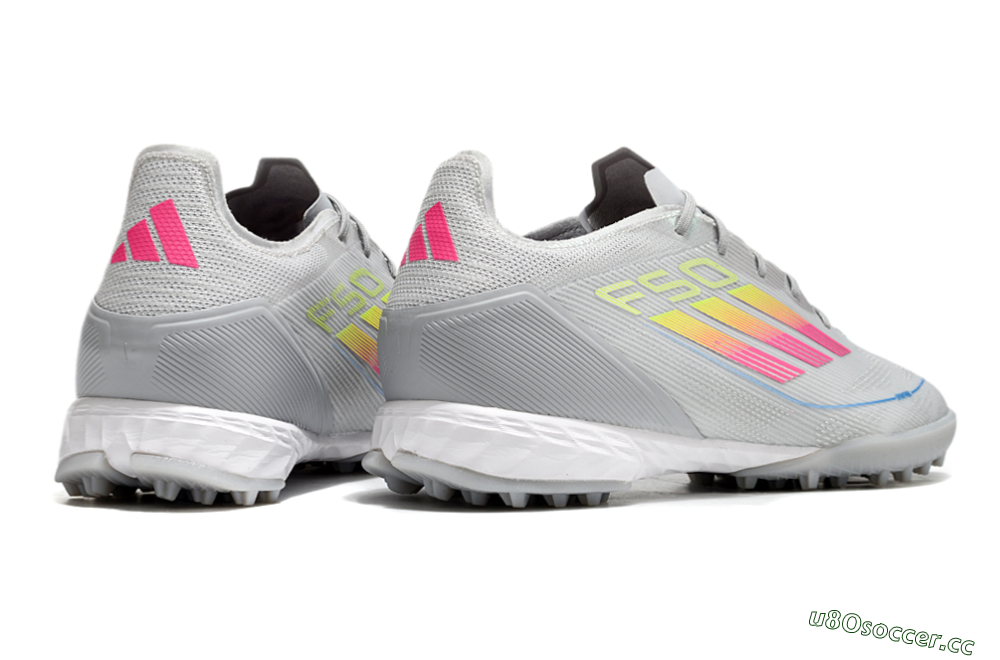 Men's Adidas F50 Pro TF Artificial Turf Low-Tops Football Shoes - Grey/Gold/Pink 6