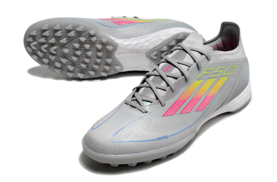 Men's Adidas F50 Pro TF Artificial Turf Low-Tops Football Shoes - Grey/Gold/Pink
