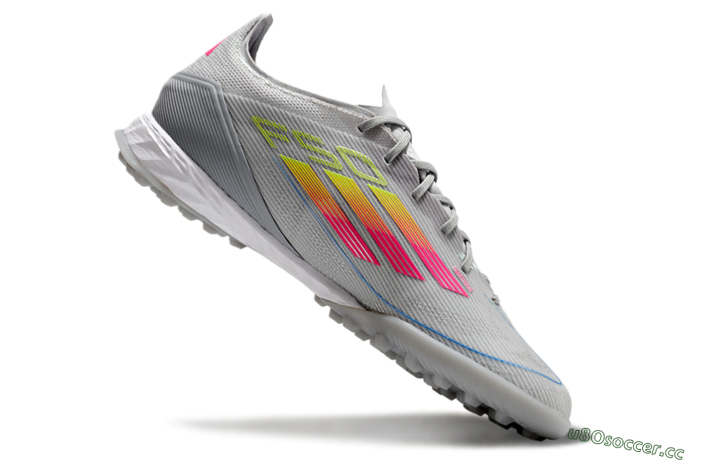 Men's Adidas F50 Pro TF Artificial Turf Low-Tops Football Shoes - Grey/Gold/Pink 4