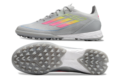 Men's Adidas F50 Pro TF Artificial Turf Low-Tops Football Shoes - Grey/Gold/Pink