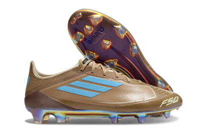 Men's Messi x Adidas F50 Elite FG Firm Ground Low-Tops Football Boots - Brown/White/Blue