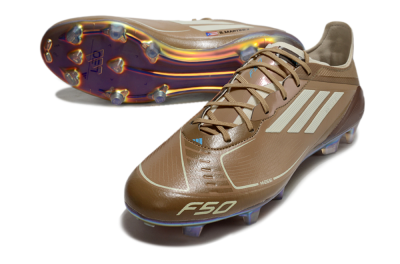 Men's Messi x Adidas F50 Elite FG Firm Ground Low-Tops Football Boots - Brown/White/Blue