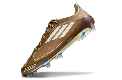 Men's Messi x Adidas F50 Elite FG Firm Ground Low-Tops Football Boots - Brown/White/Blue